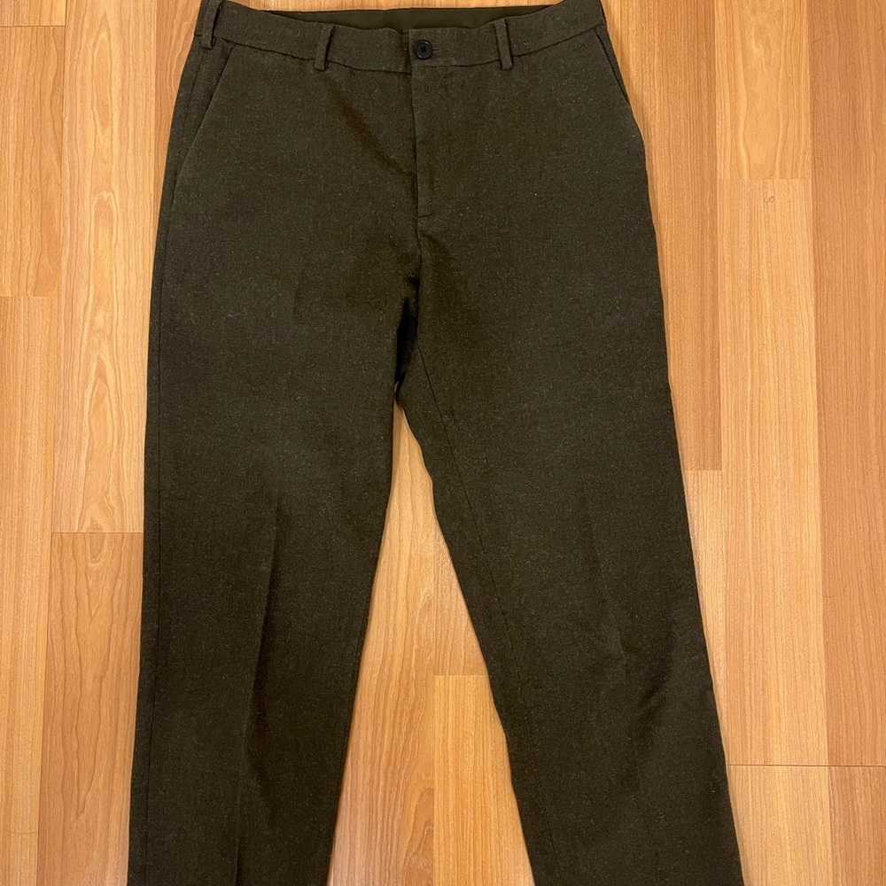 Uniqlo JW Anderson Green Wool-Blend Flat Front Pants